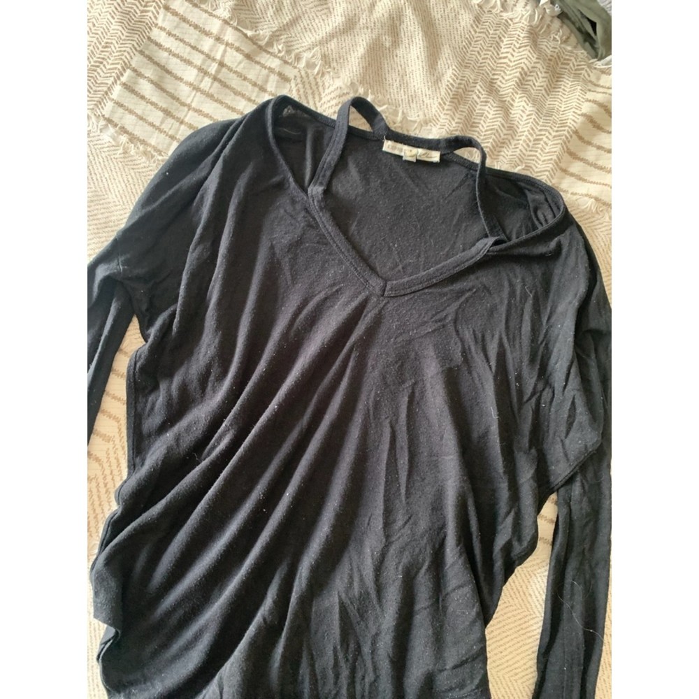 Express Black Strappy Long Sleeve Top